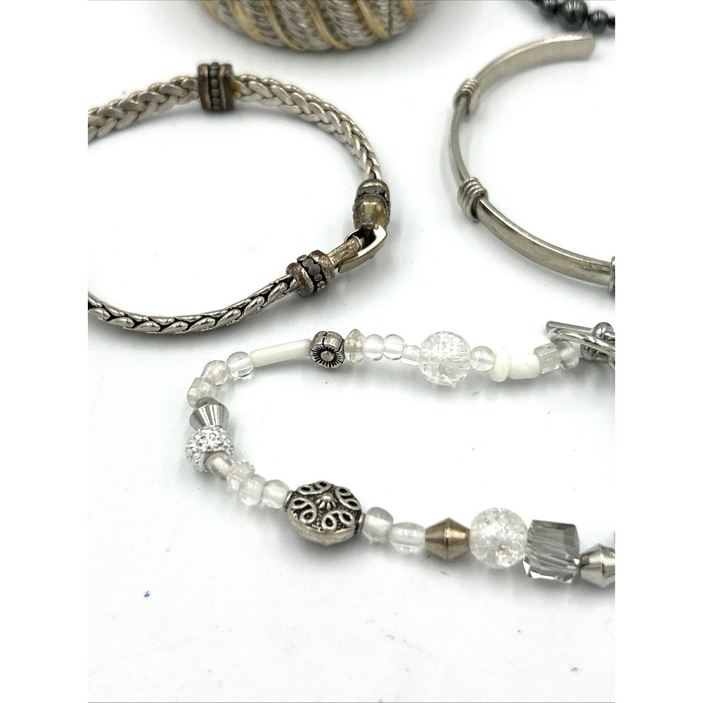 Lot of 10 bracelets Chain stretch Beaded Silver tone Several Vintage - Picture 13 of 13